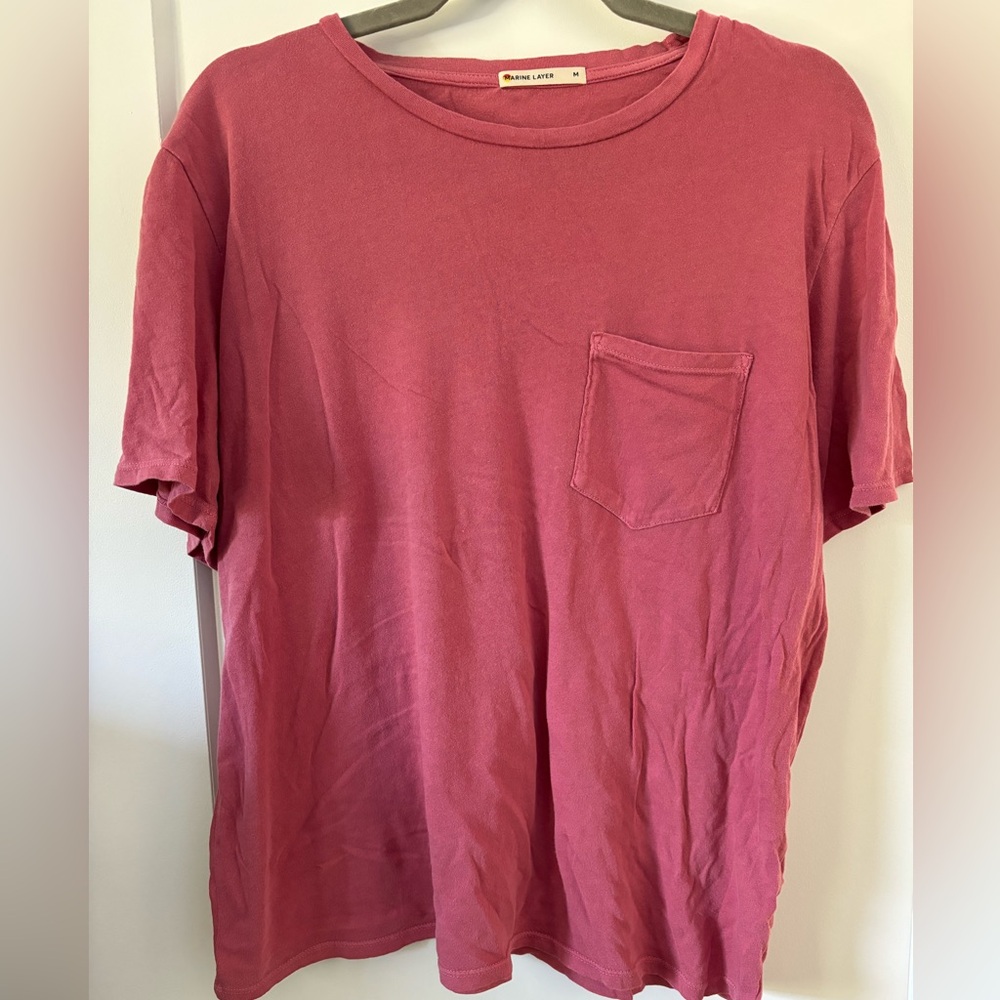 Marine Layer Short Sleeve Pocket Tee in faded red